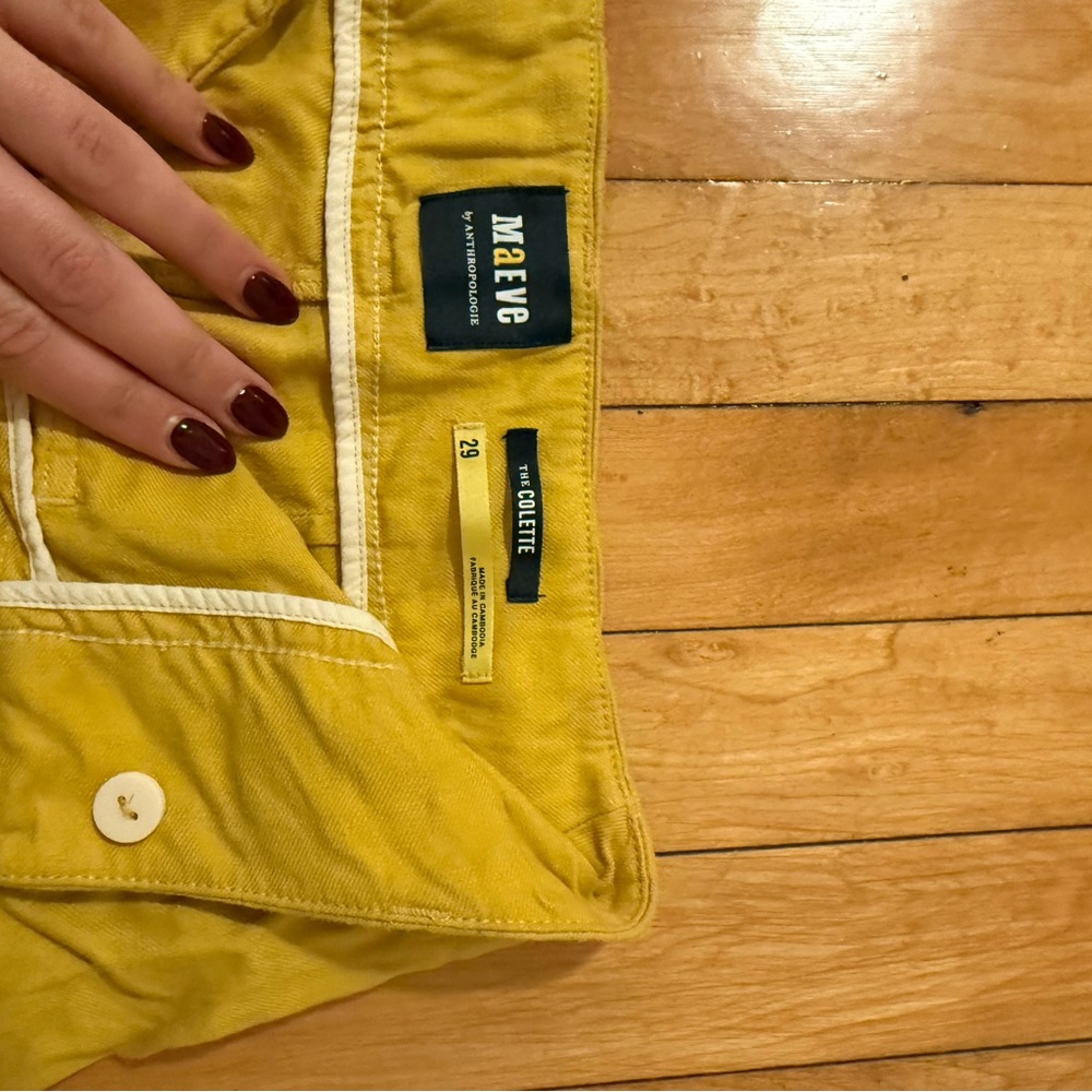 Maeve Mustard Button-Up Shorts